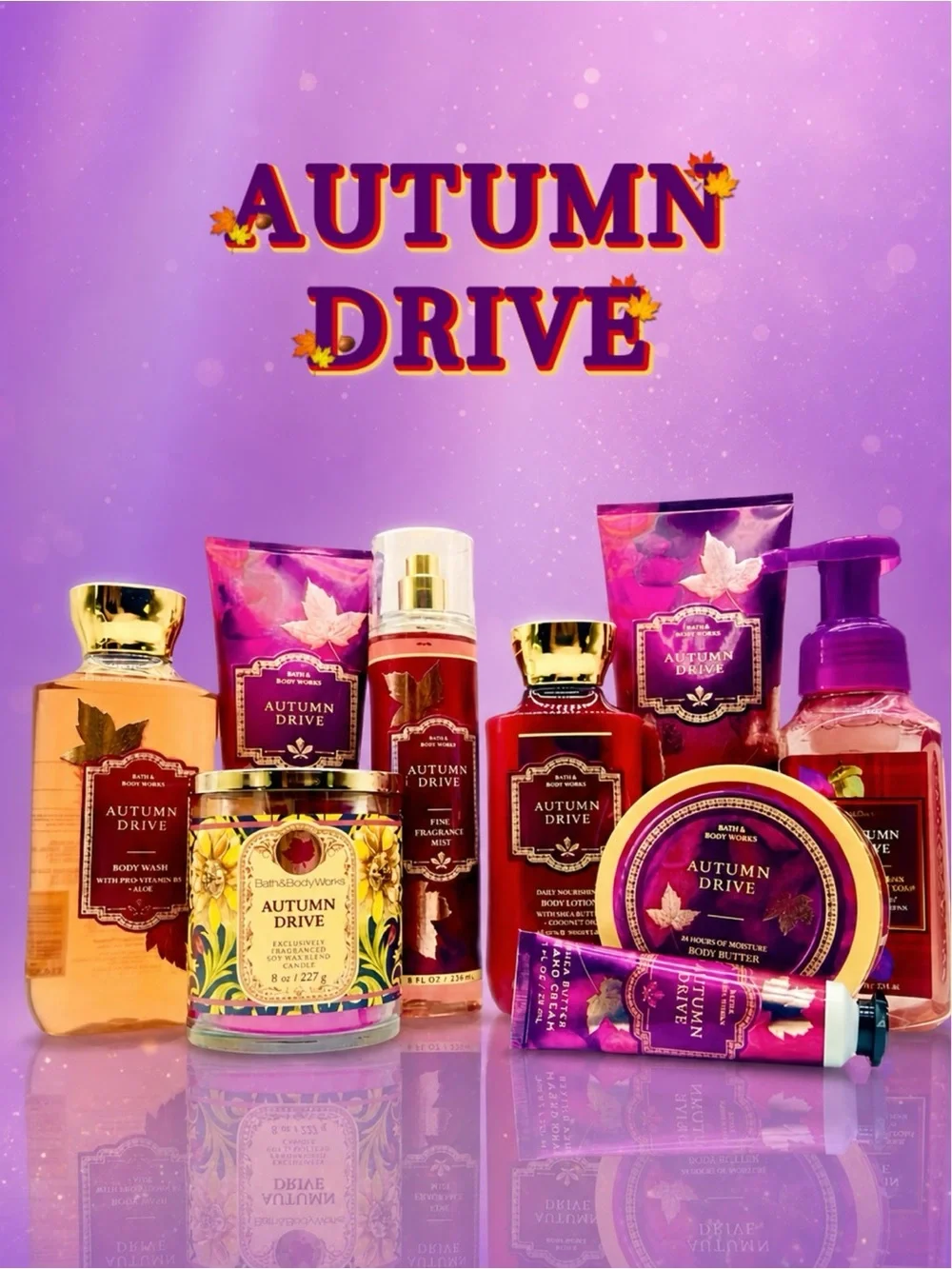 🍁 Bath & Body Works Autumn Drive 9 Pc Gift Set Candle Body Butter Soap NWT 🍂